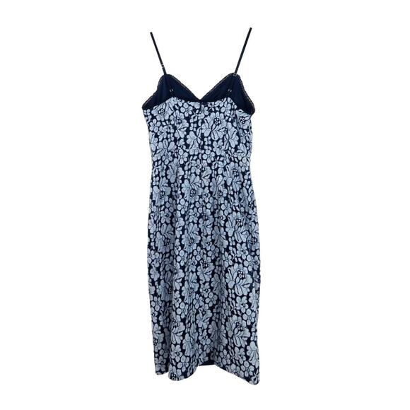 Cynthia Steffe Blue Chambray Denim Floral Lace Sweetheart Midi Dress Size 2 - Picture 4 of 6